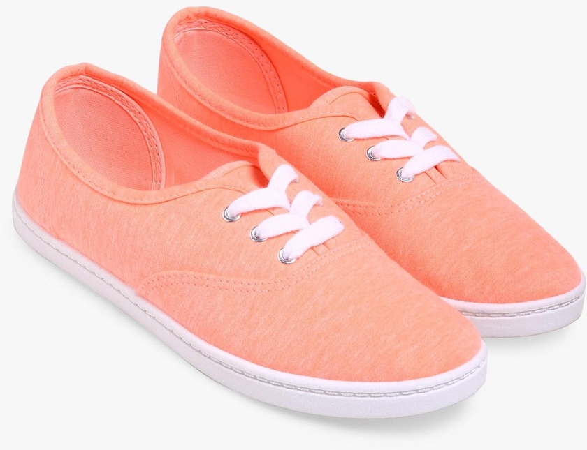 Neon Orange Canvas Sneakers