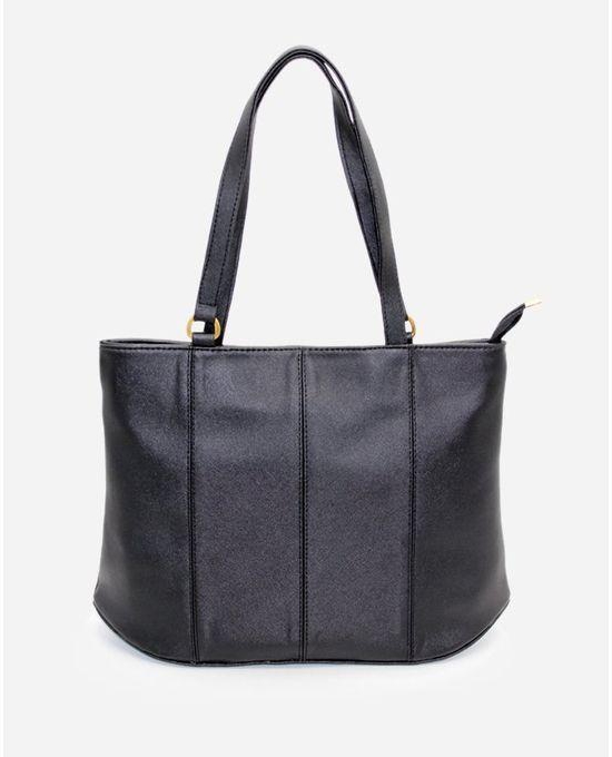 Tata Tio Solid Leather Shopper Bag - Black