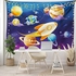 Lunarable Outer Space Tapestry, Solar System of Planets with a Spaceship Milky Way Galaxy Earth Jupiter, Fabric Wall Hanging Decor for Bedroom Living Room Dorm, 45" X 30", Space Blue