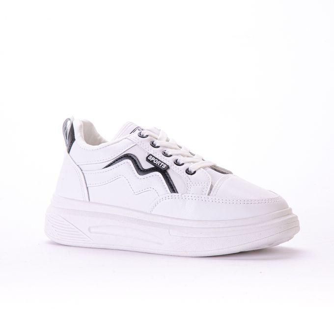 Lile Lace-up Leather Flat Sneakers - White Black
