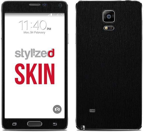 Stylizedd Premium Vinyl Skin Decal Body Wrap For Samsung Galaxy Note 4 - Brushed Black Metallic