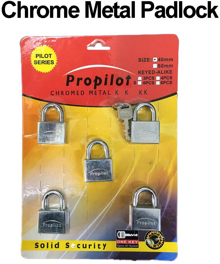 40mm x 5pcs Key Alike Lock C/W 4 Master Keys Propilot Padlock