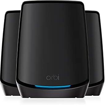 Netgear Orbi Whole Home Tri-Band Mesh WiFi 6 System RBK863SB Router with 3 Satellites upto 8,000 sq.ft AX6000 upto 6Gbps, 10Gig Port,1-year NETGEAR Armor -Black