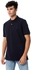Esla Chic Buttons Closure Short Sleeves Pique Navy Blue Polo