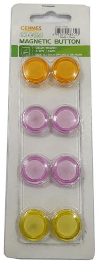 GENMES Magnetic Button, 2 cm, 8/pack, assorted Colors