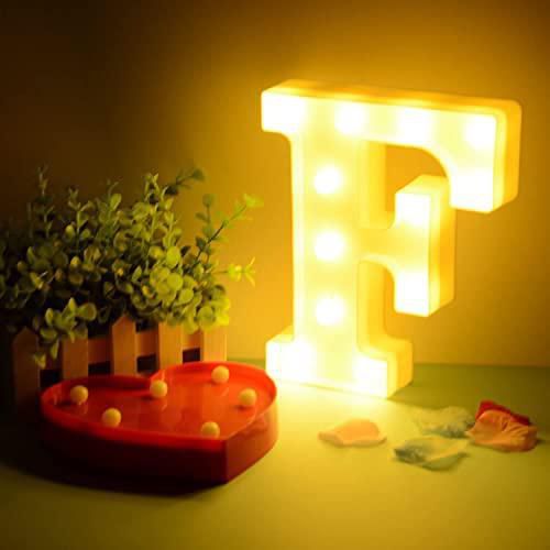 Letter F Led Letters Lights Alphabet Marquee Decoration Light Up Sign Battery Operated for Party Wedding Receptions Holiday Home & Bath Bridal Bar Decor 
