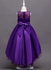 Children's Long Tail Lace Flower Beading Princess Dress Girl Performance Elegant Party Birthday Evening Lady Dresses Purple
