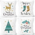 Set Of 4 Cotton Linen Cushion Cover linen Christmas D 18x18inch