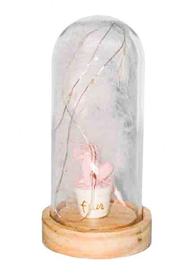 Vase Feather Cactus With Fairy String Lights In Dome For Christmas Valentine's Day Gift - LED Light