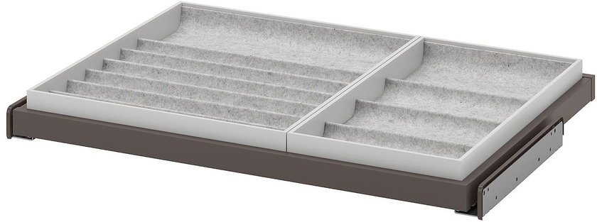 KOMPLEMENT Pull-out tray with insert - dark grey/light grey 75x58 cm