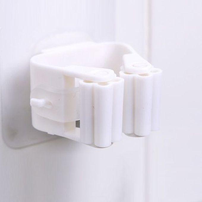 Adhesive Wall Mounted Mop & Broom Holder Kitchen Bathroom (White) 3PCS