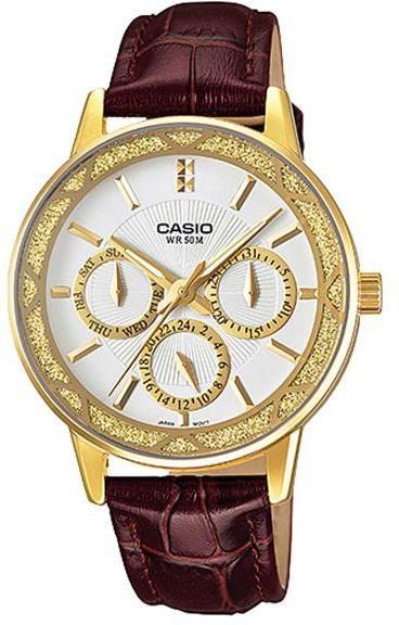 Casio For Women White Dial Leather Band Watch - LTP-2087GL-5A