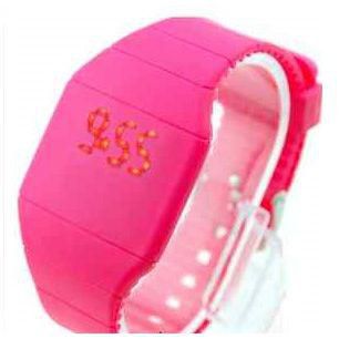 LED Touch Screen Wristwatch Red Light Watch Fashion Unisex style (pink)
