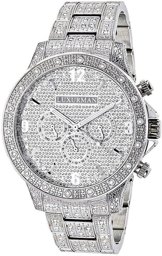 Luxurman Silver Stainless White dial Chronograph for Men [967552]