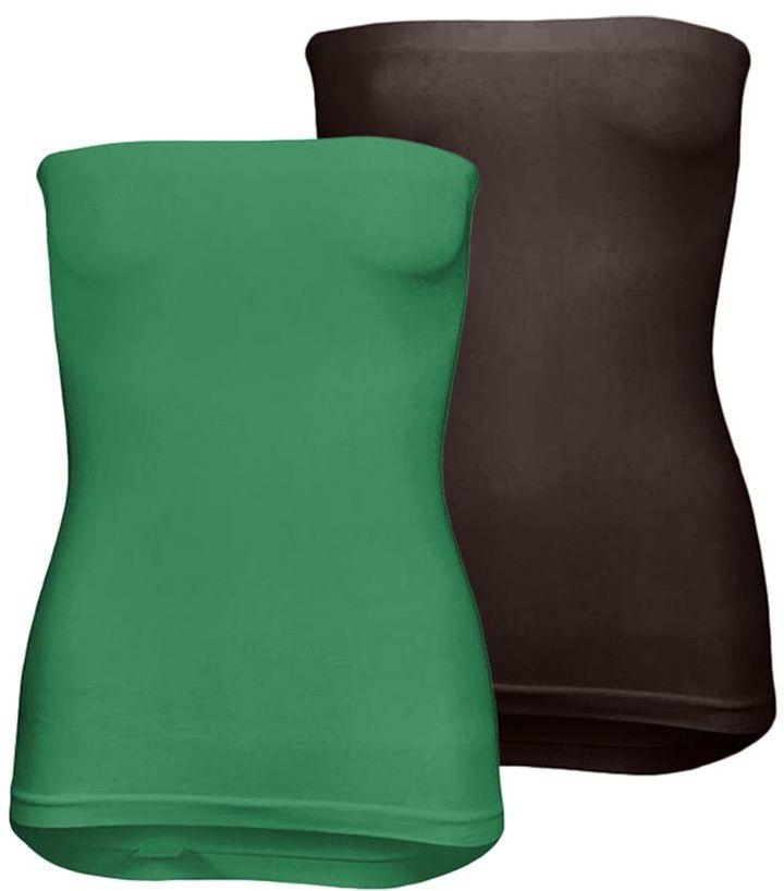 Silvy Set Of 2 Tube Tops For Women - Green / Brown, Large