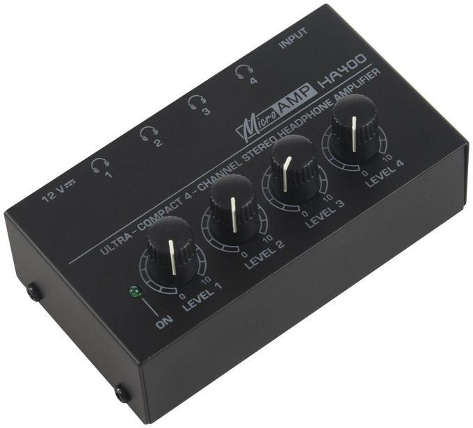 Eu Plug,Ha400 Ultra-Compact 4 Channels Mini Audio Stereo Headphone Amplifier With Power Adapter Black