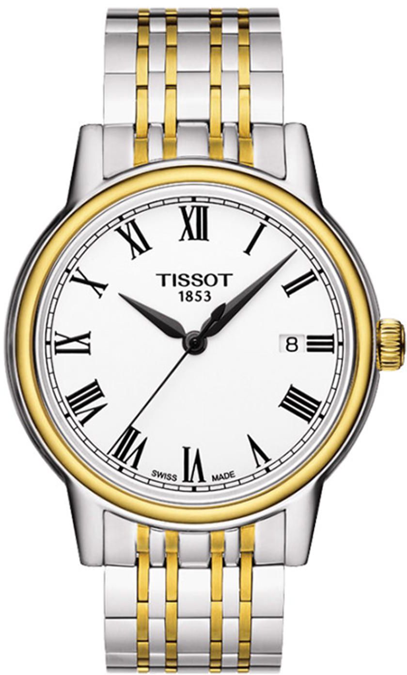 Tissot Men's T Classic Carson White Roman Dial Two Tone Bracelet Analog Quartz Watch