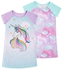 Wonder Nation Girls Unicorn Rainbow- Clouds Pyjama Nightgown 2in1(SIZE RUN SMALL)