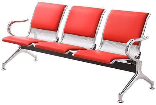 3 Seater Reception Bench-Partly Leather Red
