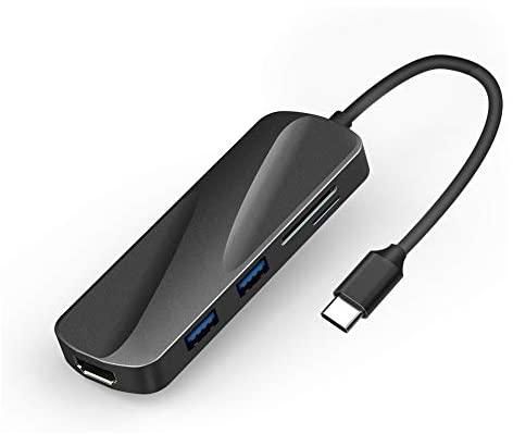 موزع USB C مع منفذ HDMI 4K، موزع ايبي 6 في 1 USB C الى USB محول موزع USB 3.0 متعدد المنافذ اسود لماك بوك برو/اير 2020/2019 وايباد برو واجهزة اللابتوب من النوع C