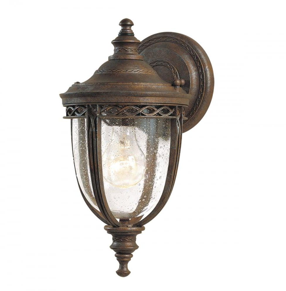 Feiss Small Traditional Aged Bronze Garden Wall Lantern with Speckled Glass