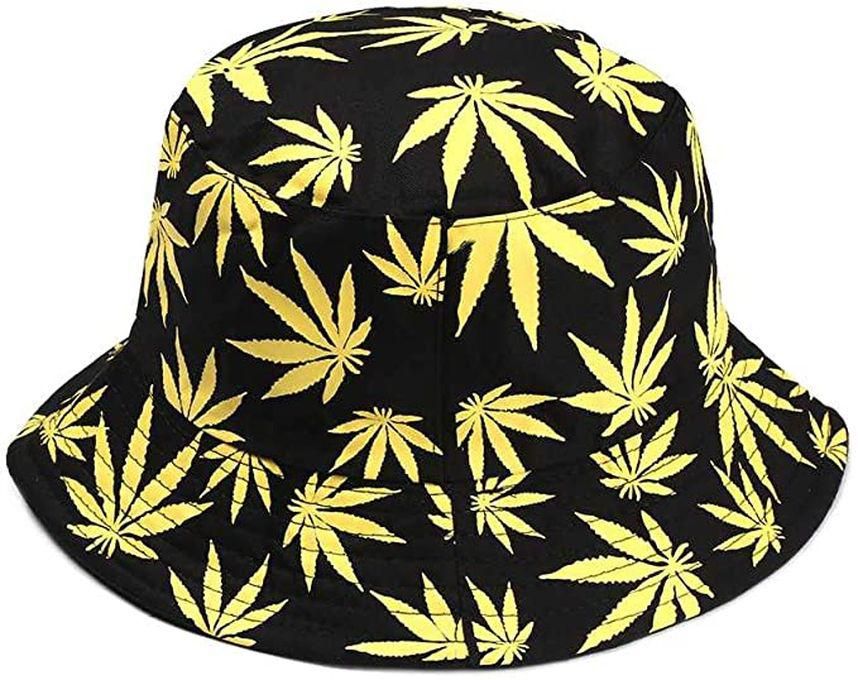 Bucket Hat With Imported ( DOUBLE SIDES) - Black & Yellow