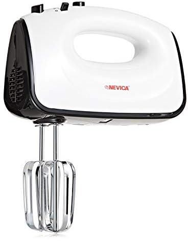 Nevica Hand Mixer, Power 300W, 5 Speed with Turbo, Beater & Dough Hook White NV-158HM