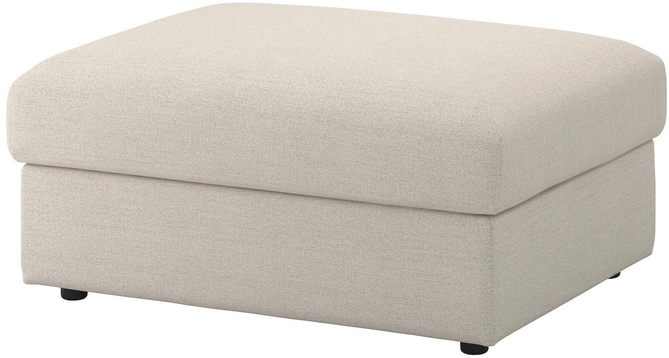 VIMLE Cover for footstool with storage - Gunnared beige