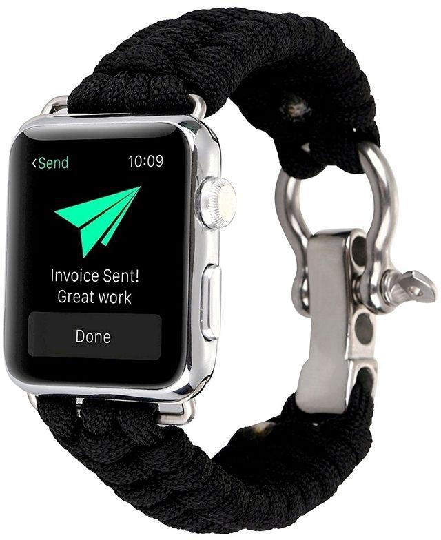 Nylon Woven Belt Watch Strap Replacement Band For Apple Watch 38mm Series 3 / 2 / 1 - Black