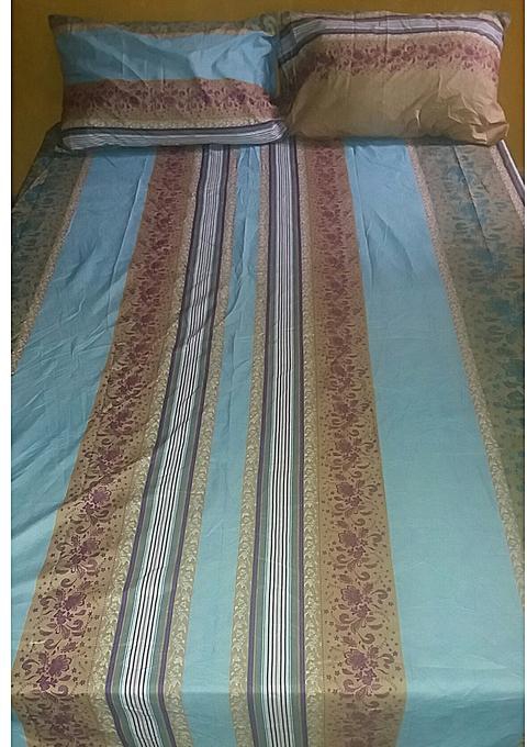 Generic Tiny Stripe Design Bedsheet + 4 Pillowcase- Chocolate - 6x6 And 7x6ft