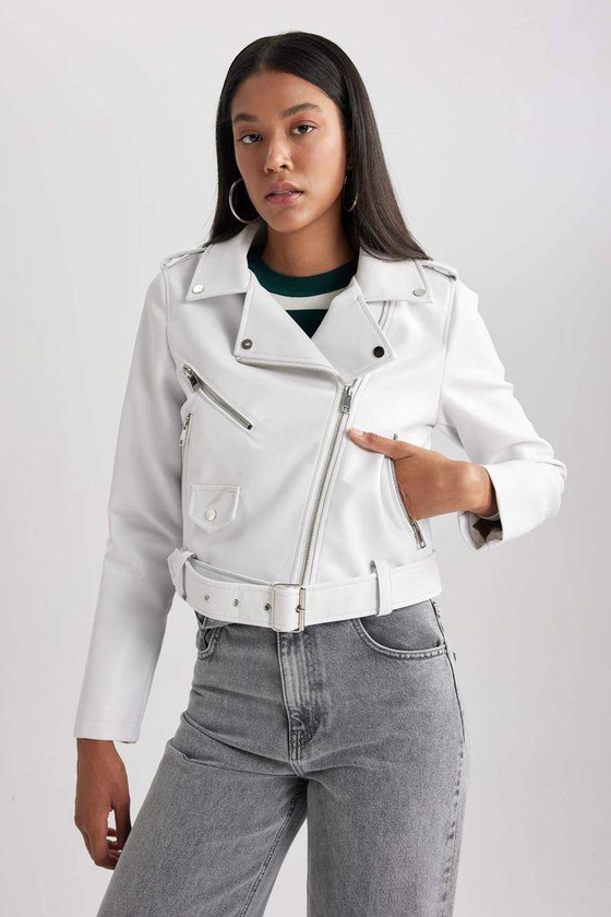 Defacto Relax Fit Faux Leather Faux Leather Jacket