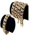 Fashion Cuban Rhinestone Steel Punk Necklace With Bracelet - Gold