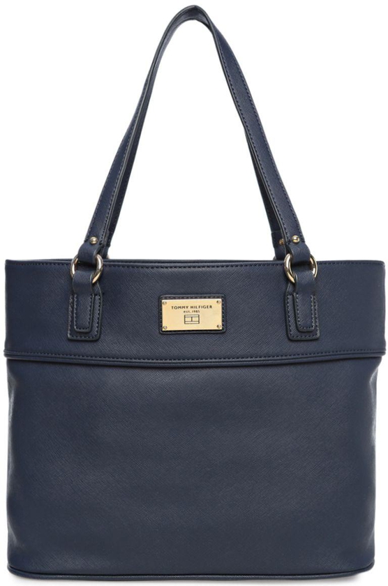 تومي هيلفيغر حقيبة جلد صناعي للنساء - ازرق - حقائب كبيرة توتس