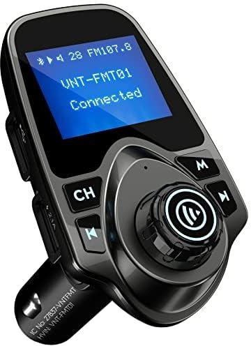 Bluetooth FM Transmitter for Car [2022 Upgrade] Bluetooth Car Adapter Kit with Dual USB, SD/TF Card Support, AUX Input, Compatible w/All Smartphones, iPods, FM Transmitter Bluetooth