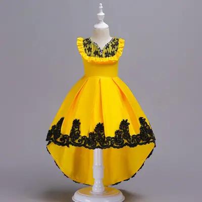 2021 High quality New Girls Dress Christmas Party Baby Girls Lace Bowknot Gown Dress Sleeveless Princess Dress
