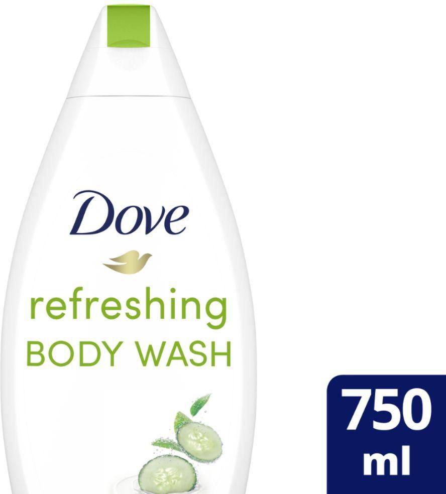 Dove, Shower Gel, Refreshing, Refreshes & Uplifts, With Cucumber & Green Tea - 750 Ml