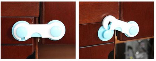قفل امان لباب الثلاجة لحماية الاطفال - ازرق