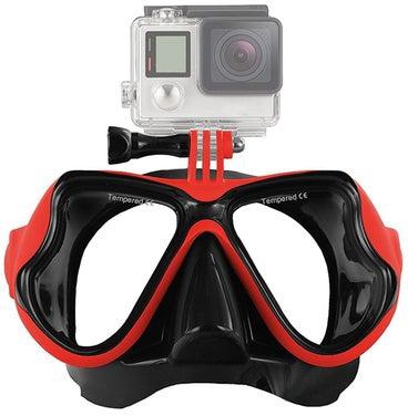Scuba Diving Snorkel Mask With Mount Adapter For GoPro Hero 5/Hero 4/Hero 3 SJCAM Series Red
