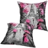 Luayoue Art Paris Street Eiffel Tower Pink Floral Throw Pillow Covers 18x18 Decorative Home case Cushion for Couch Sofa Bed Car Set of 2 Square
