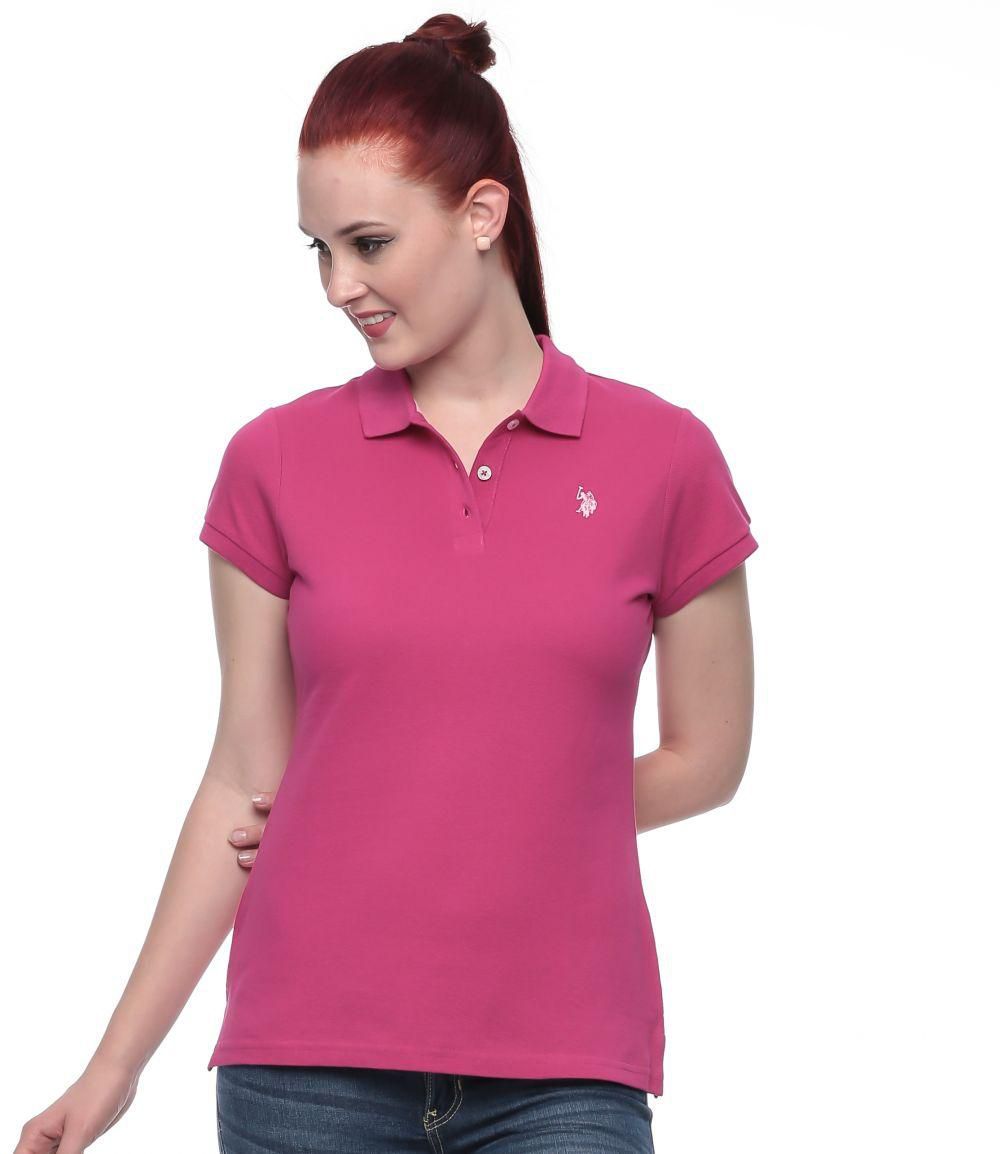 U.S. Polo Assn. 2132308N1CK-FSPK Polo Shirt for Women - XS, Fuchsia/Light Pink