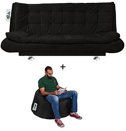 Boffa أريكة سرير + بين باج 1 عادية - أسود