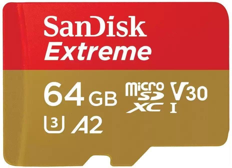 SanDisk Extreme microSD UHS I Card 64GB for 4K Video on Smartphones, Action Cams & Drones 170MB/s Read, 80MB/s Write, Lifetime Warranty
