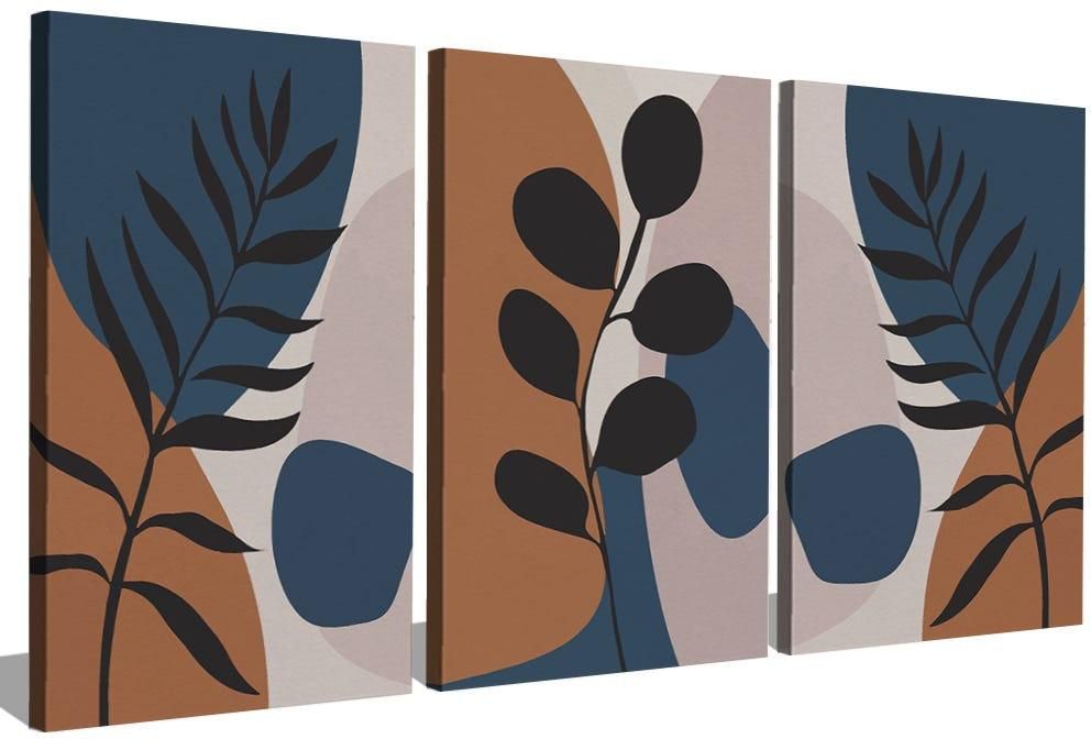 Get Wooden And Canvas Triple Decorative Tableau, 120×60×0.5 Cm - Multicolor with best offers | Raneen.com