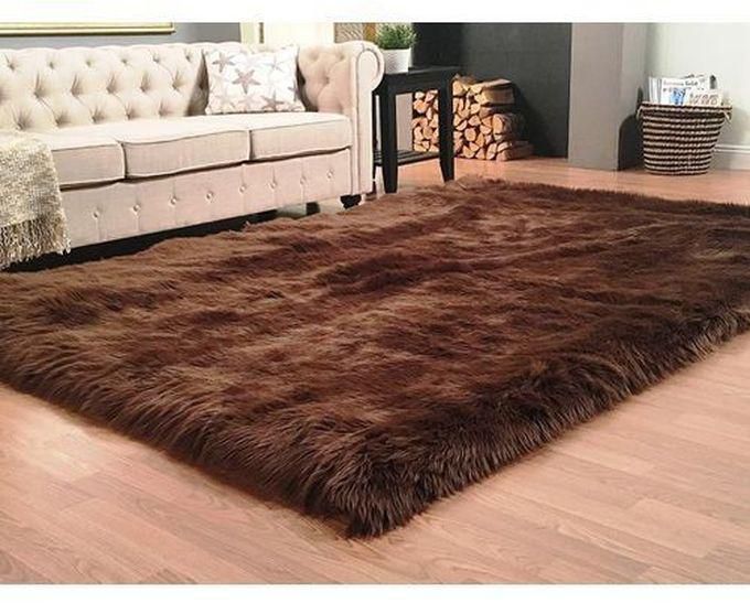 Brown Fluffy Soft Faux Sheepskin Fur Center Rugs 5x7ft
