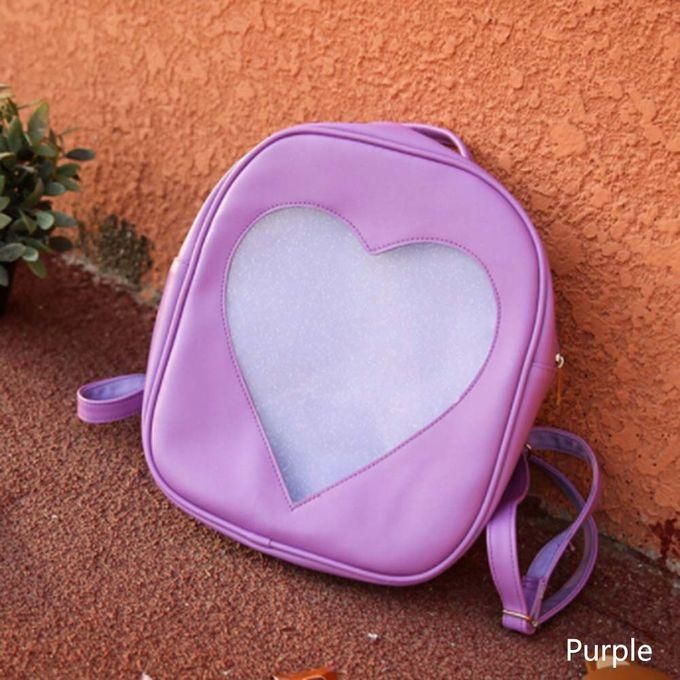 Cute Style Women Transparent Heart Shaped Backpack Travel Hiking Bags New 