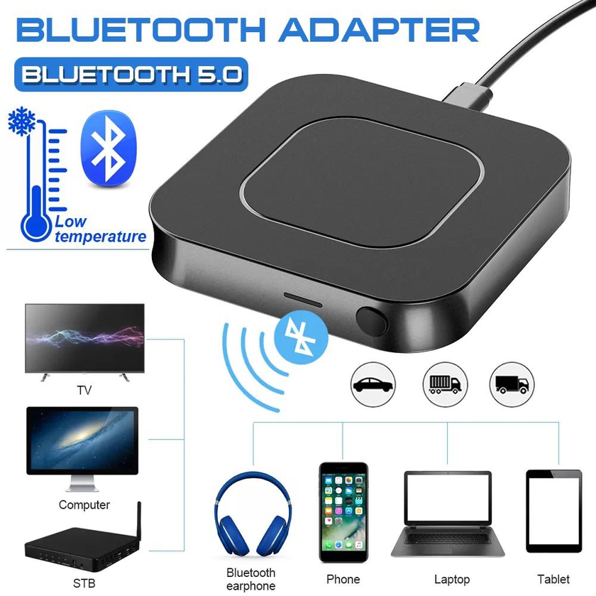Bluetooth 5.0 Audio Receiver Transmitter 2 IN 1 3.5mm 3.5 AUX Jack RCA Stereo Music Wireless Adapter