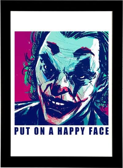 ملصق بإطار مطبوع عليه عبارة "Put On A Happy Face" لشخصية الجوكر متعدد الألوان 21x30سم