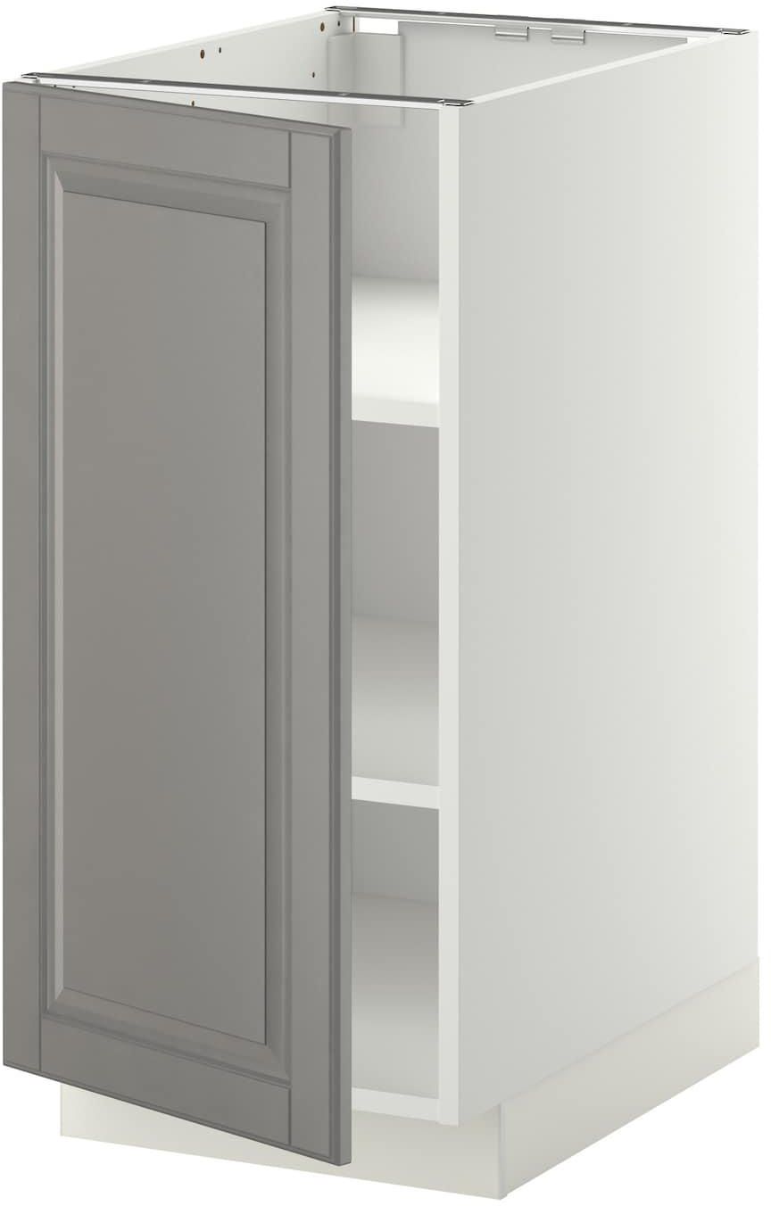 METOD خزانة قاعدة مع أرفف - أبيض/Bodbyn رمادي ‎40x60 سم‏