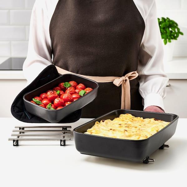 LYCKAD Oven/serving dish set of 2, dark grey - IKEA