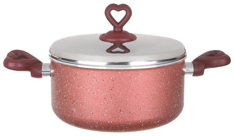 Get Nouval Lovely Heart Teflon Pot with Stainless Steel Lid, 20 cm with best offers | Raneen.com